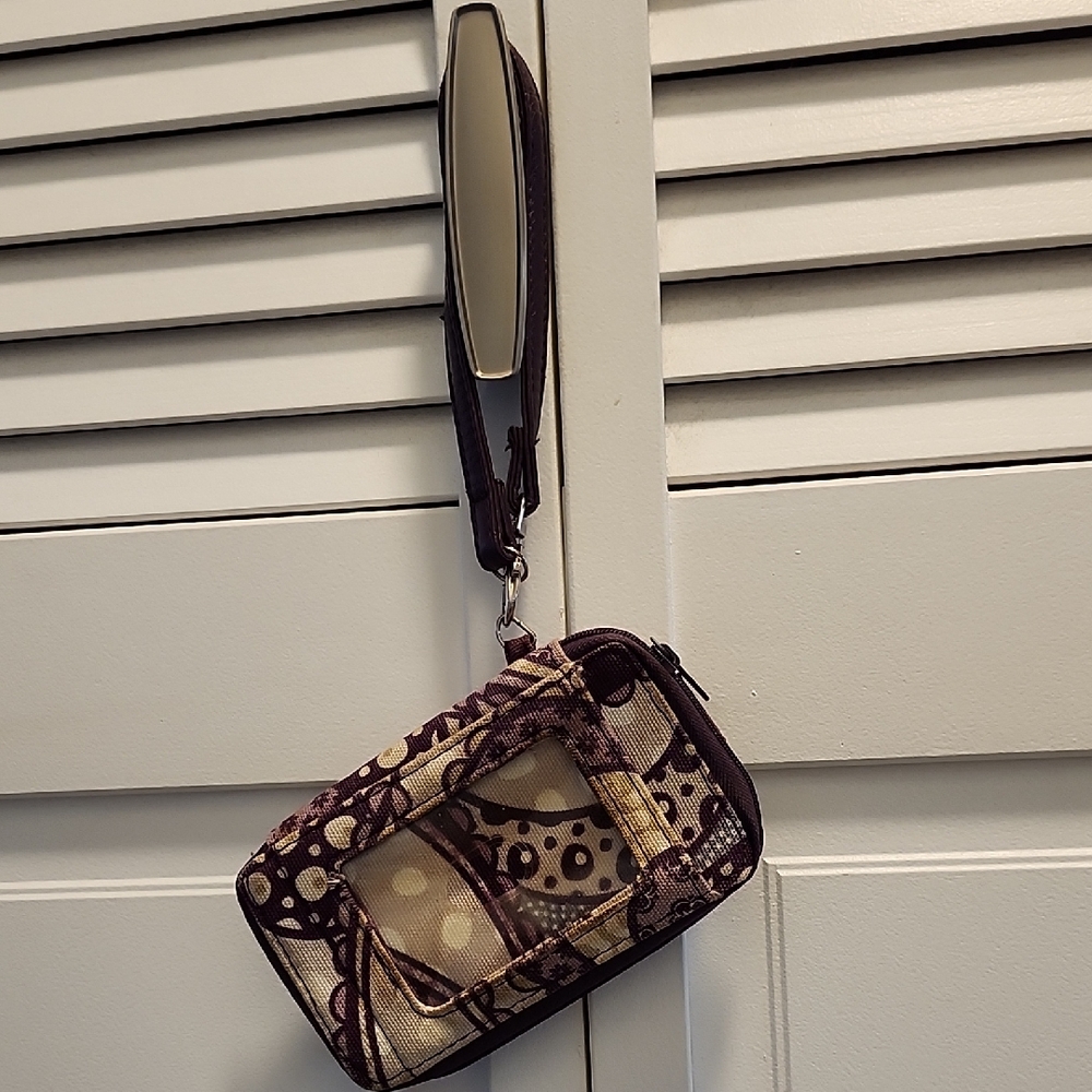 Vera Bradley Purple and Cream Wristlet